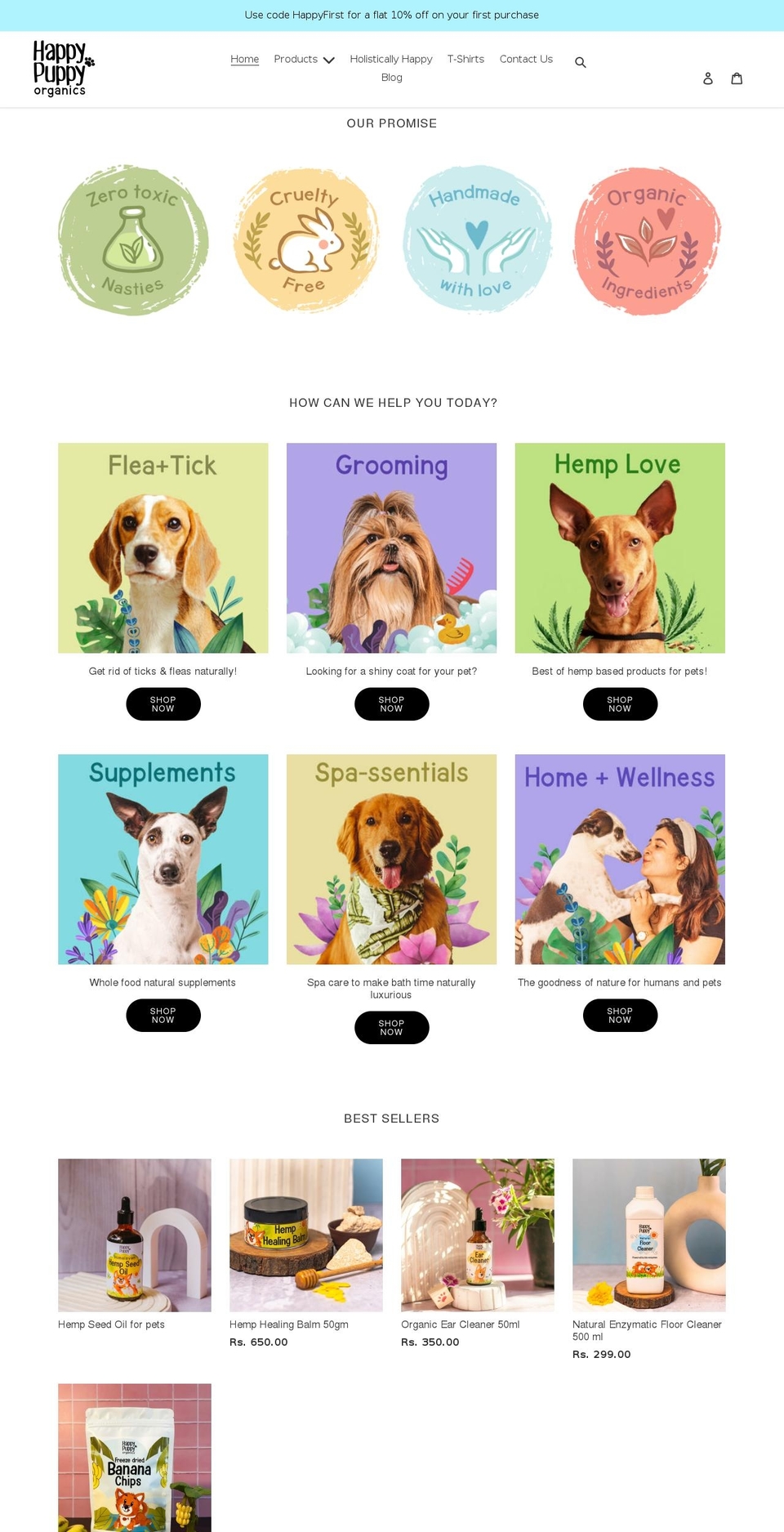 DraftPopUp Shopify theme site example happypuppyorganics.com