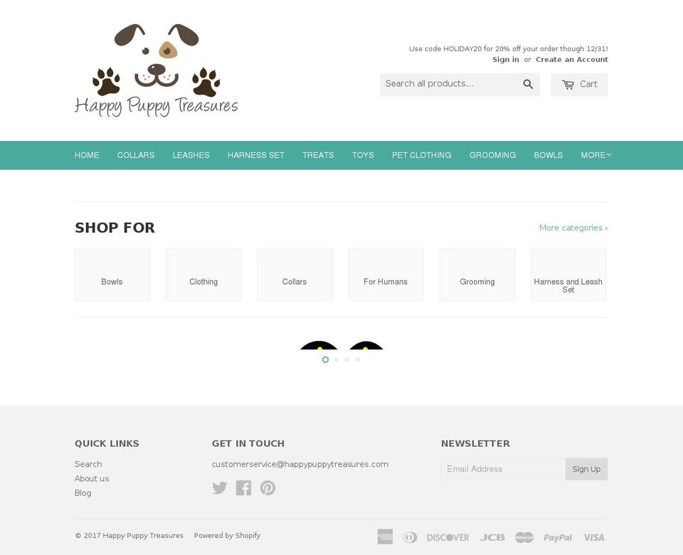 happypuppytreasures.com shopify website screenshot