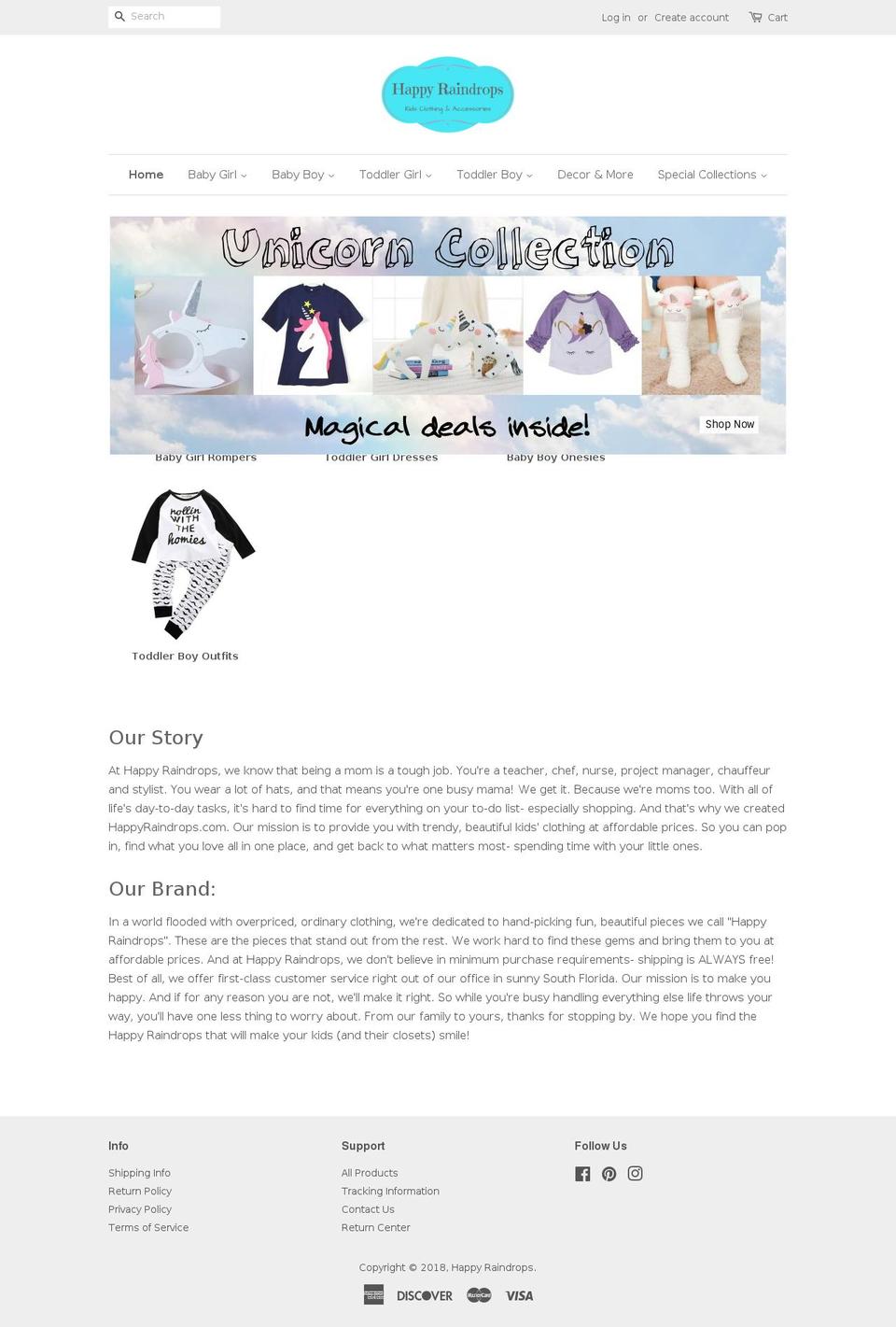 happyraindrops.com — Shopify storefront screenshot