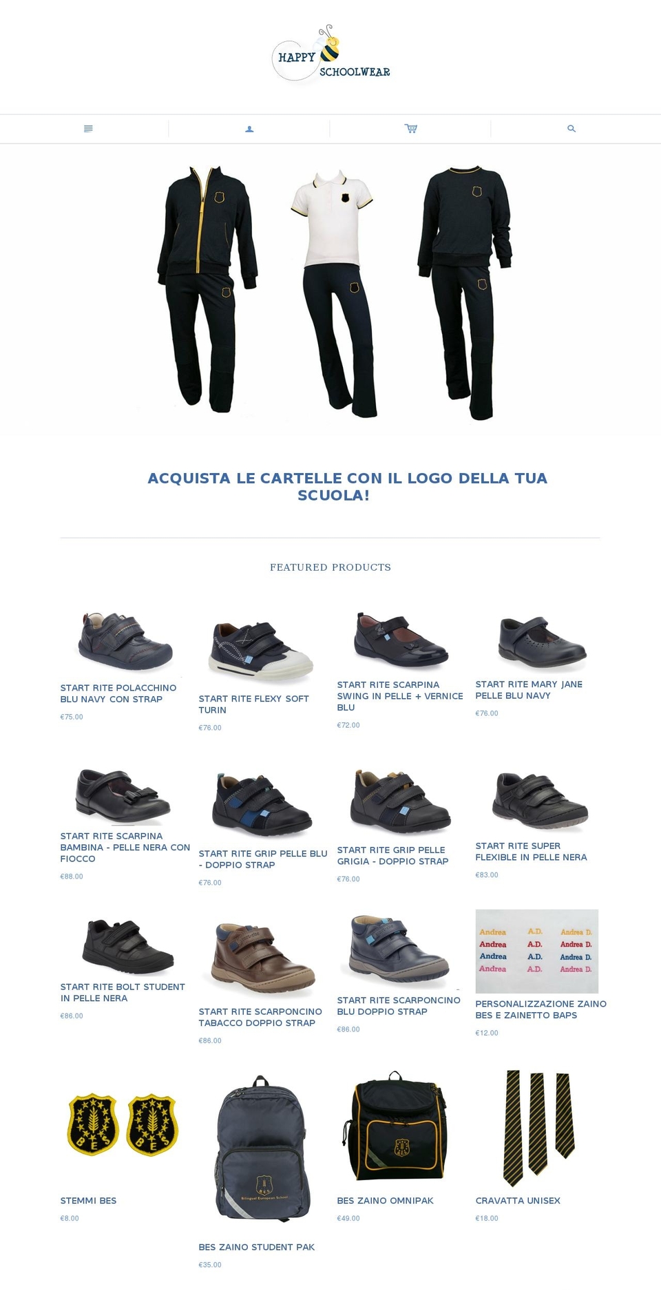 happyschoolwear.com shopify website screenshot