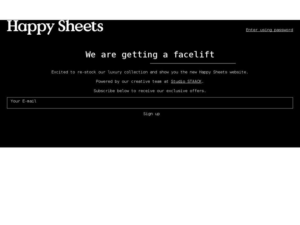 happysheets.com shopify website screenshot