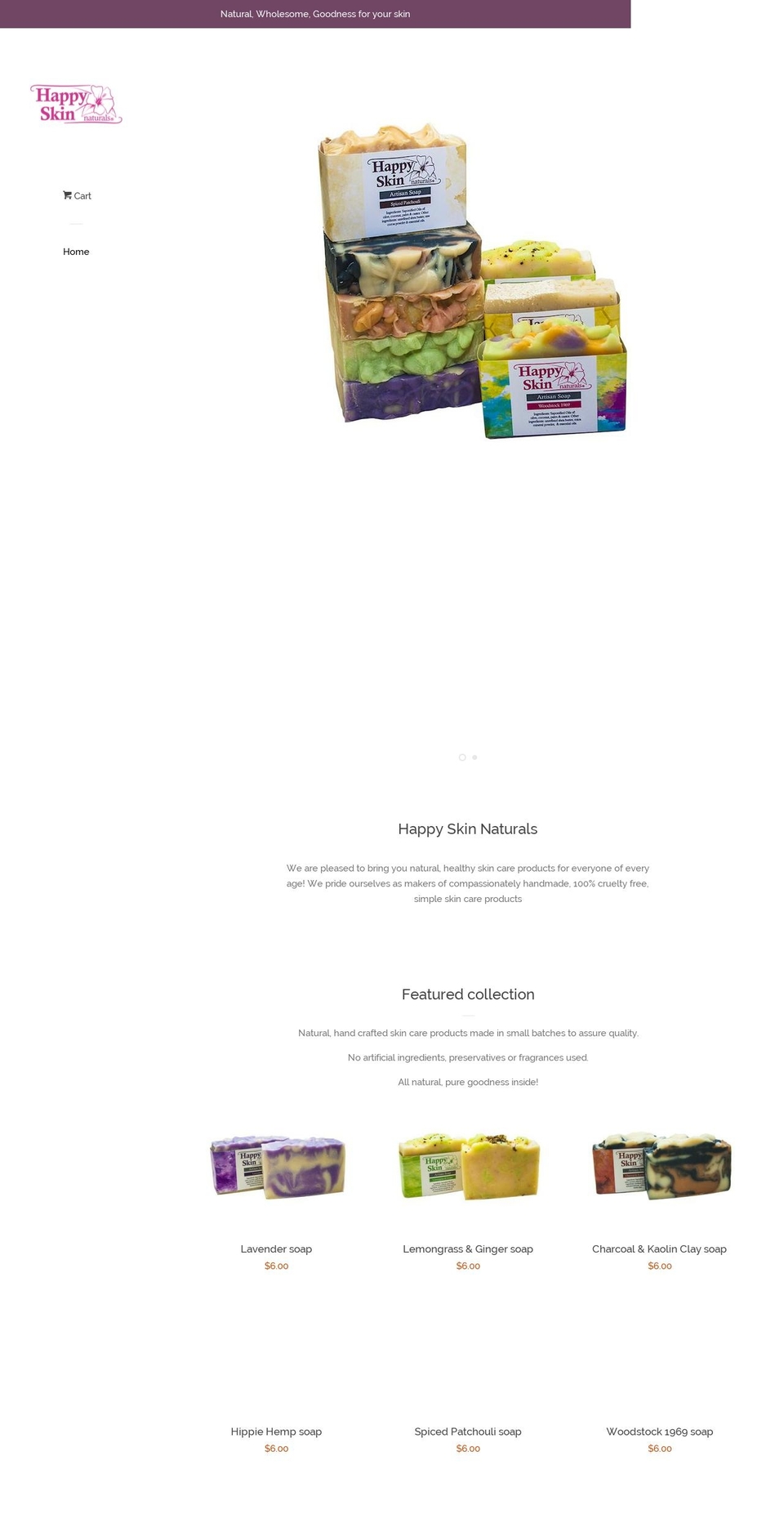 happyskinnaturals.com — Shopify storefront screenshot