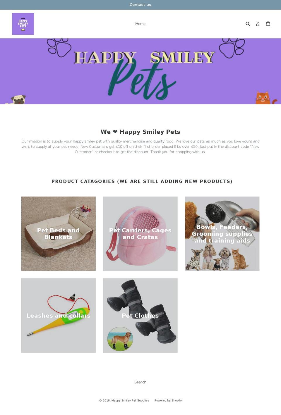 happysmileypets.com — Shopify storefront screenshot