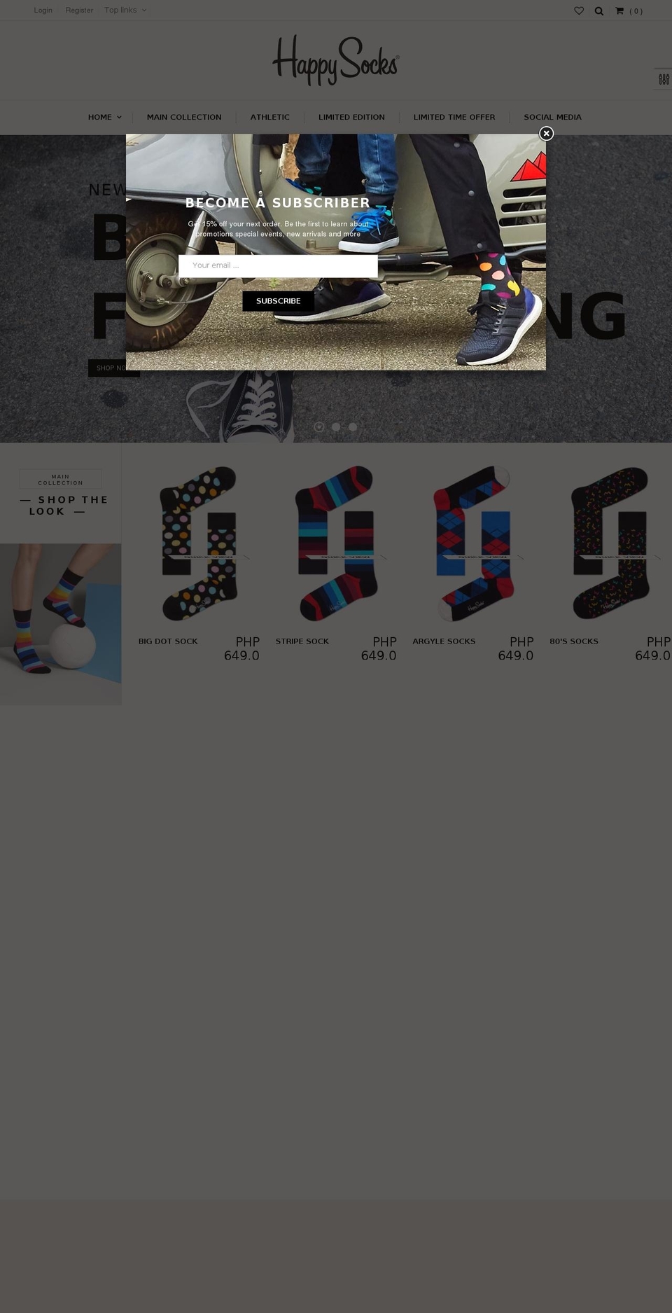 happysocksph.com shopify website screenshot