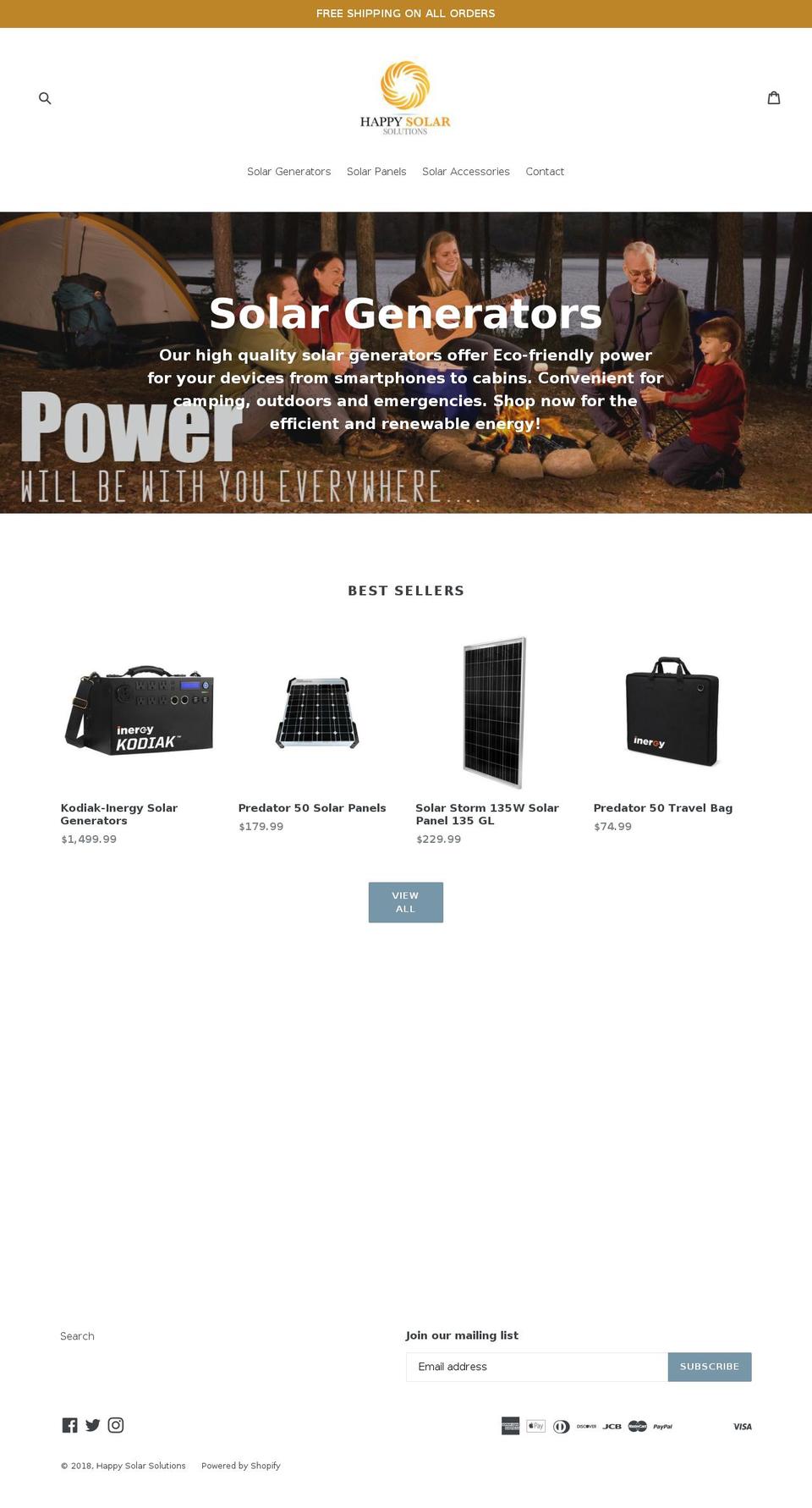 happysolarsolutions.com shopify website screenshot