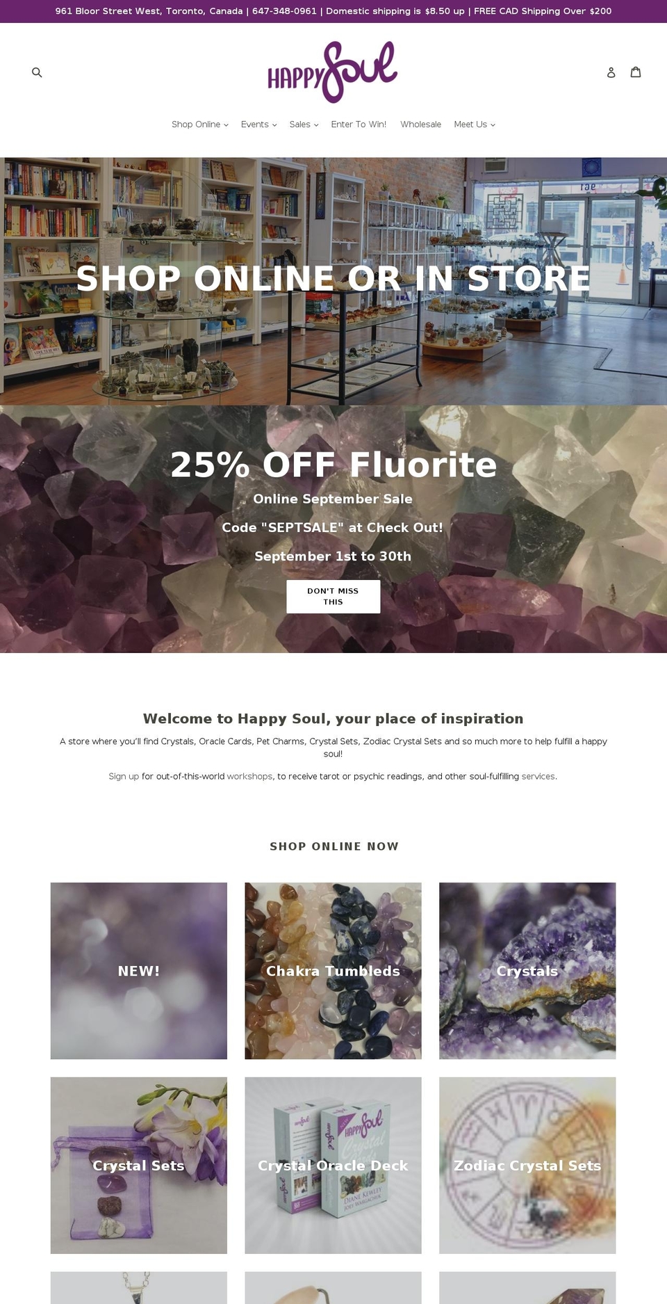 happysoulonline.com — Shopify storefront screenshot
