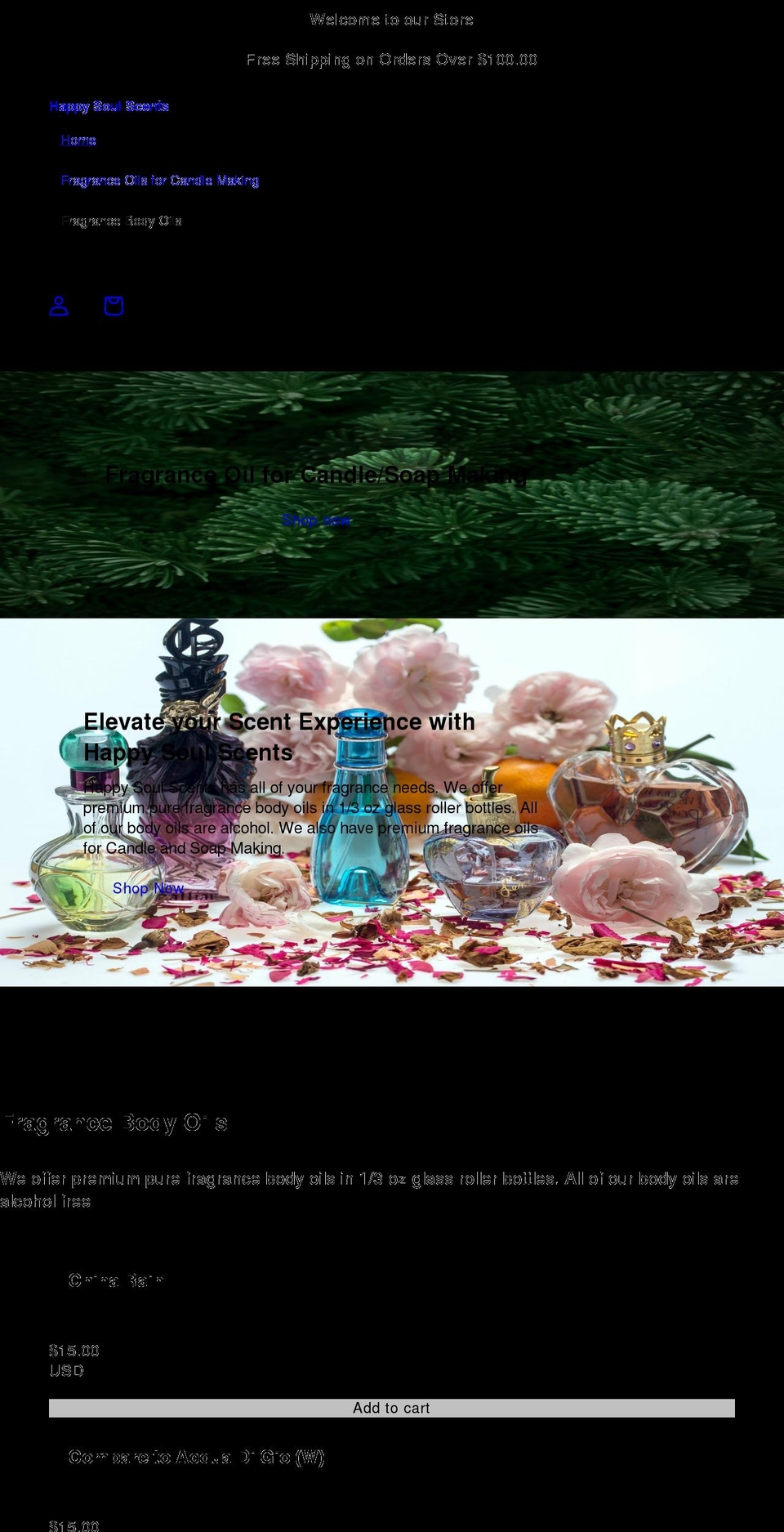 happysoulscents.com shopify website screenshot