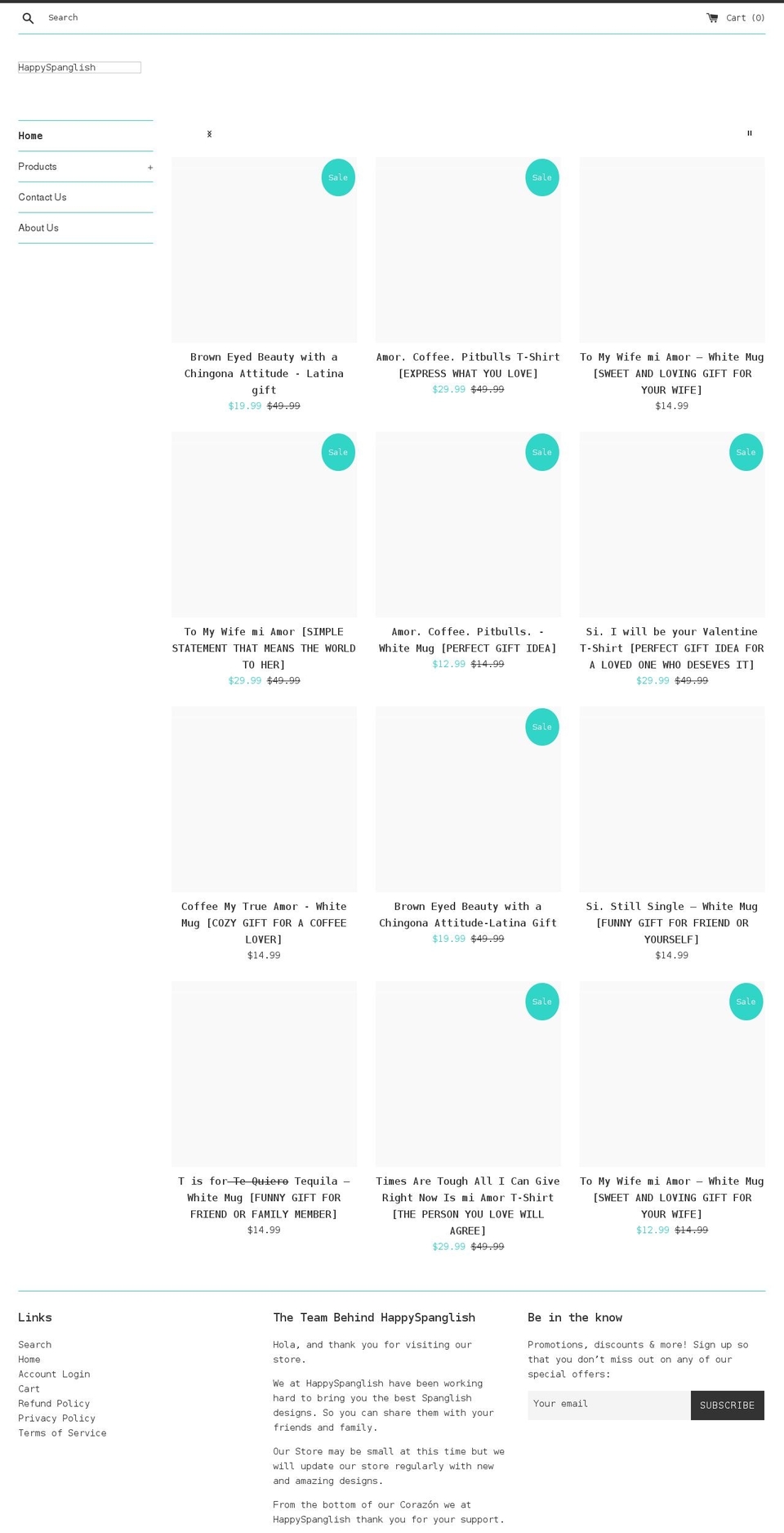 happyspanglish.com shopify website screenshot