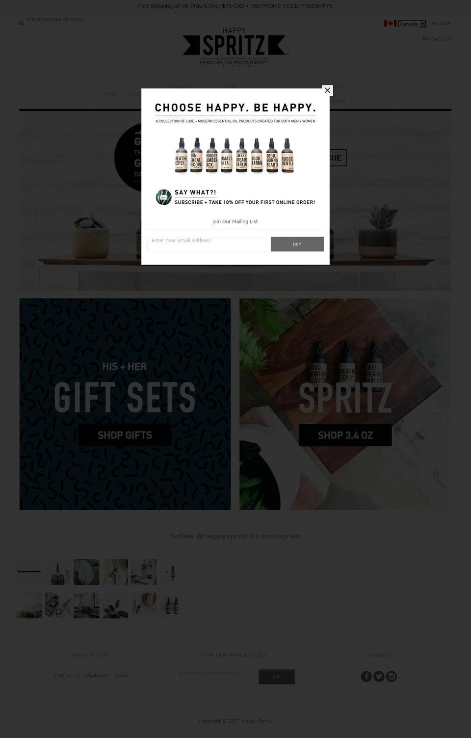 happyspritz.ca shopify website screenshot