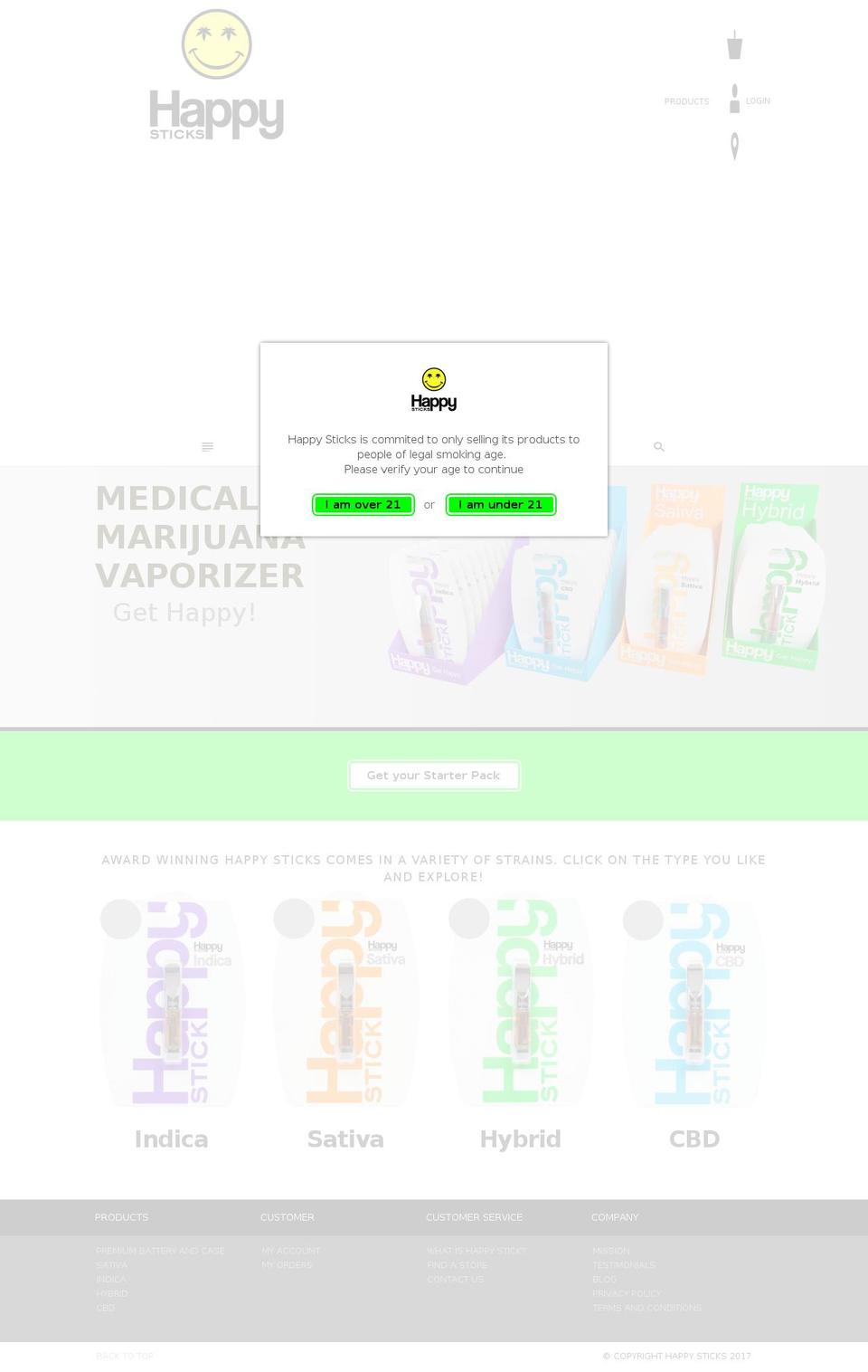happystick.com shopify website screenshot