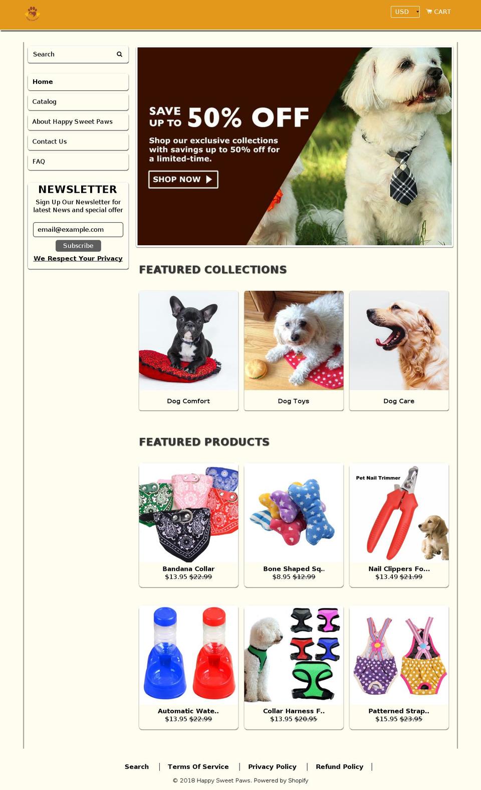 Animals Shopify theme site example happysweetpaws.com