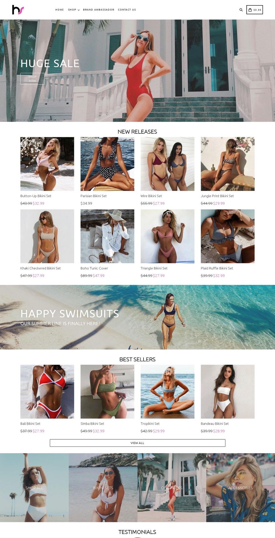 happyswimsuits.com shopify website screenshot