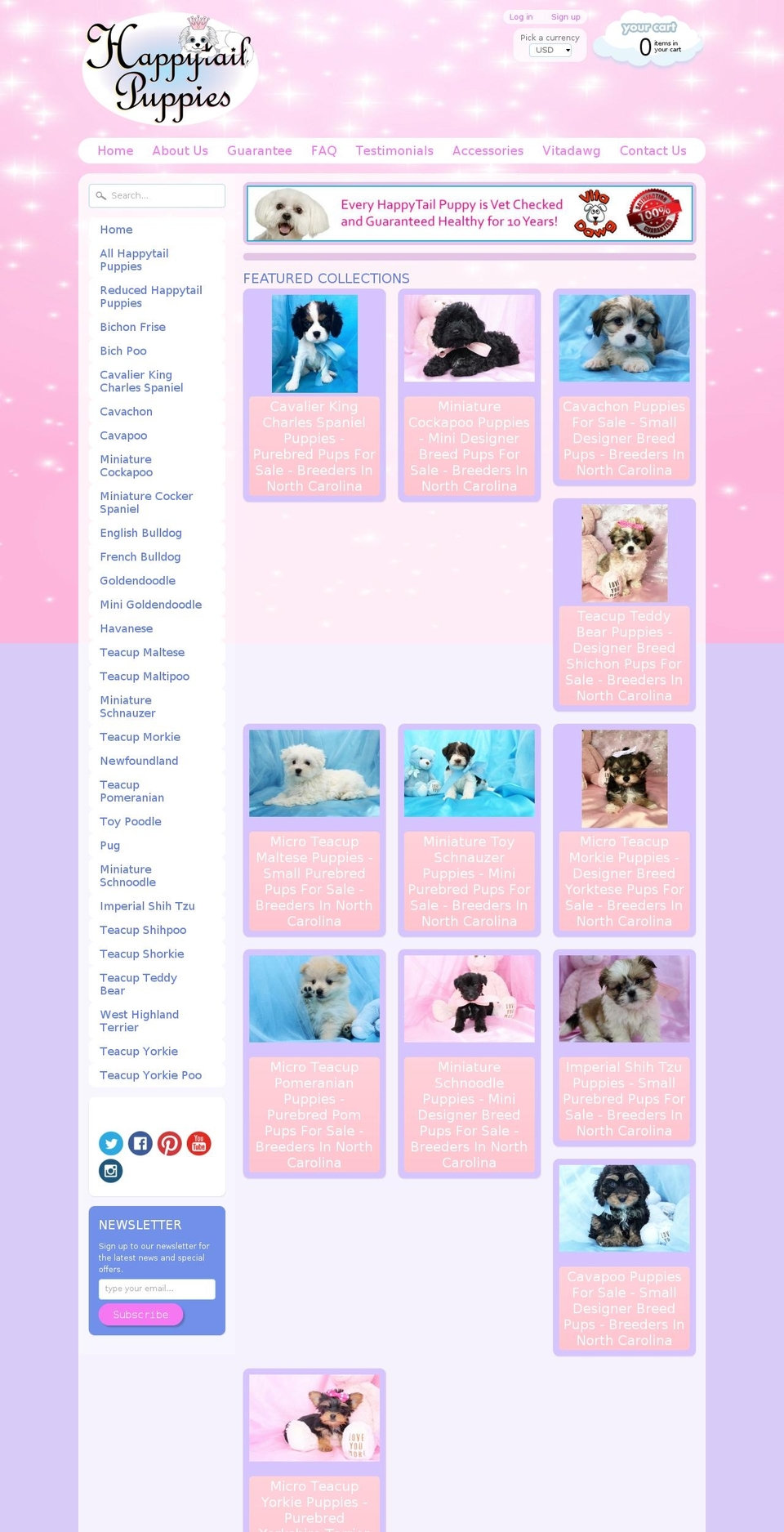 happytailpuppies.com shopify website screenshot