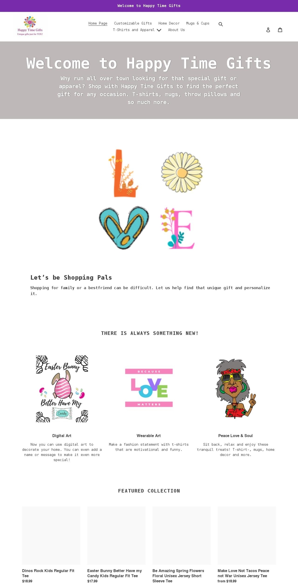 happytimegifts.com shopify website screenshot