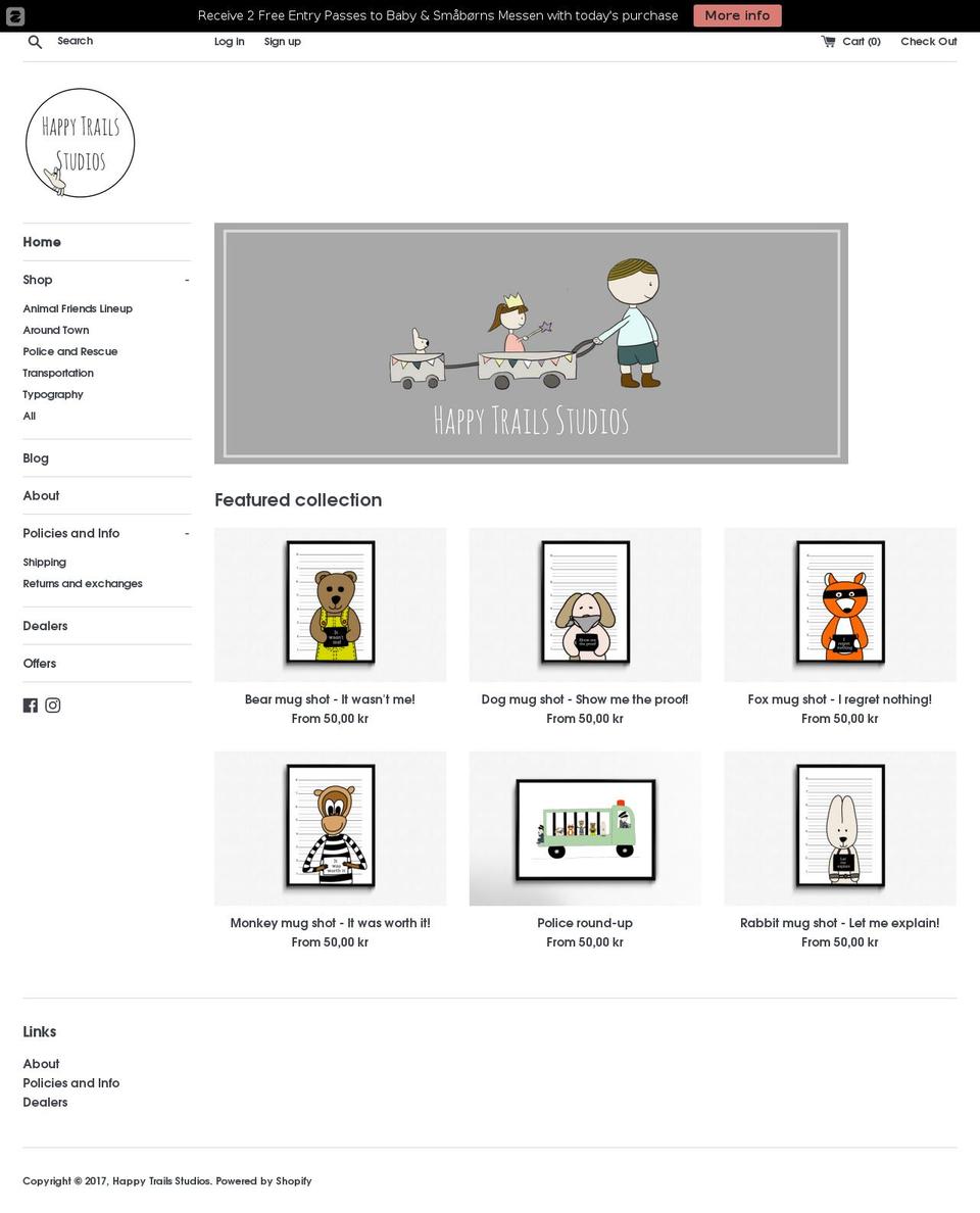 happytrailsstudios.com shopify website screenshot