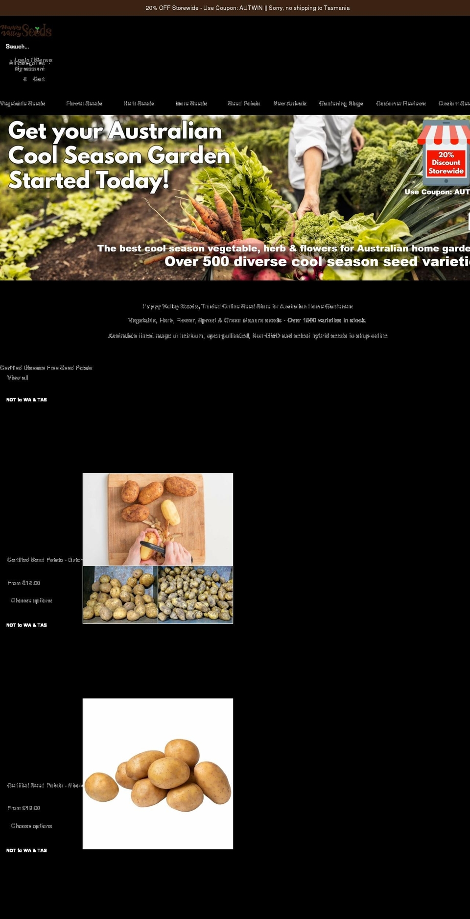 happyvalleyseeds.com.au shopify website screenshot