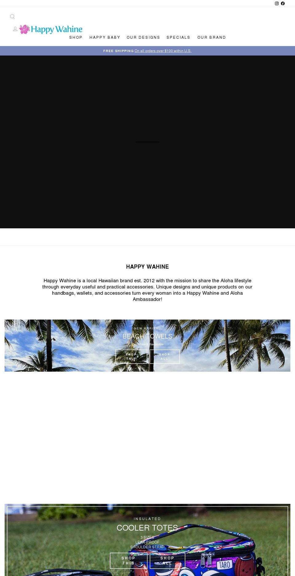 happywahine.com shopify website screenshot