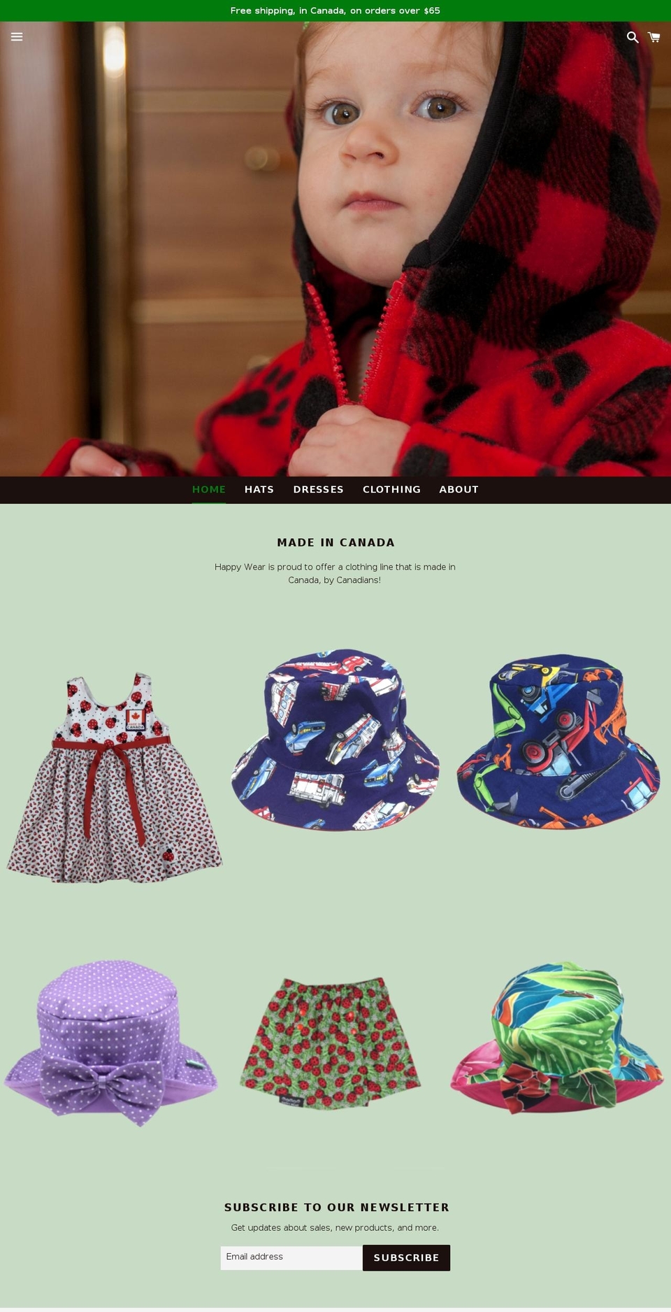 happywear.ca shopify website screenshot