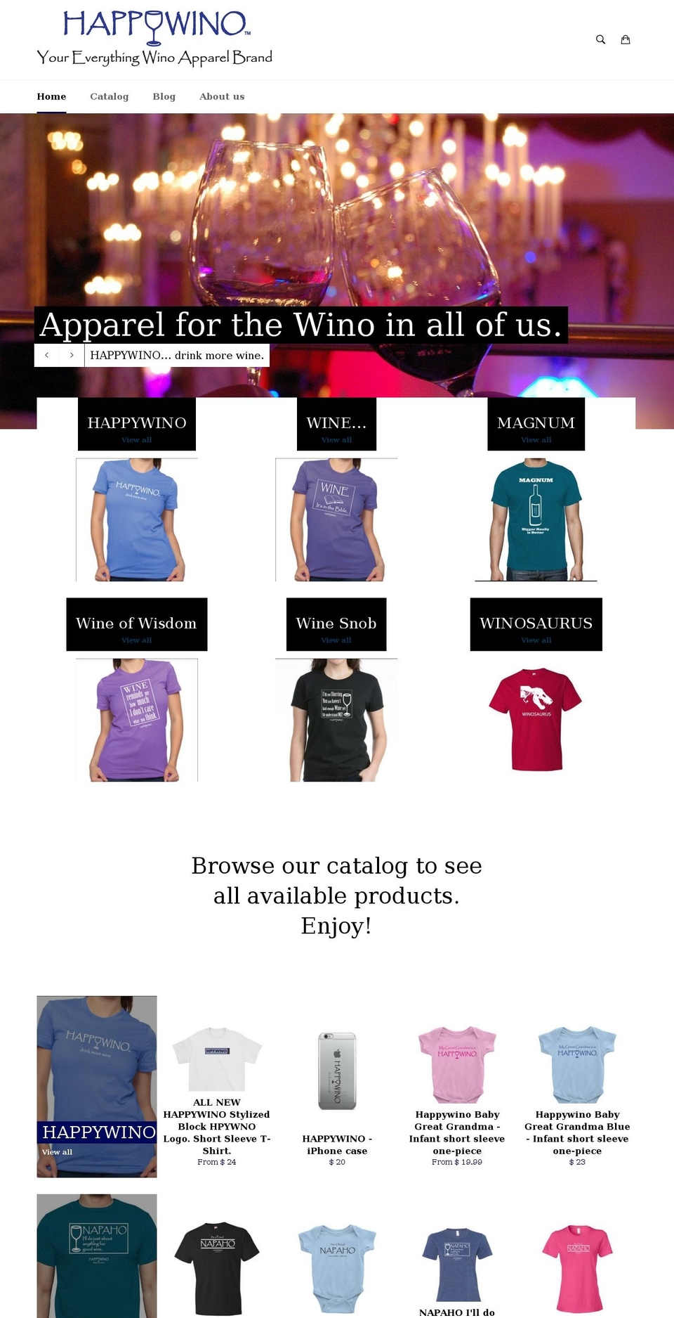 happywino.com shopify website screenshot