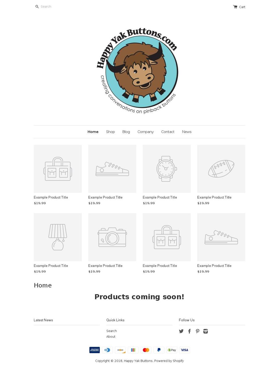 happyyakbuttons.com — Shopify storefront screenshot