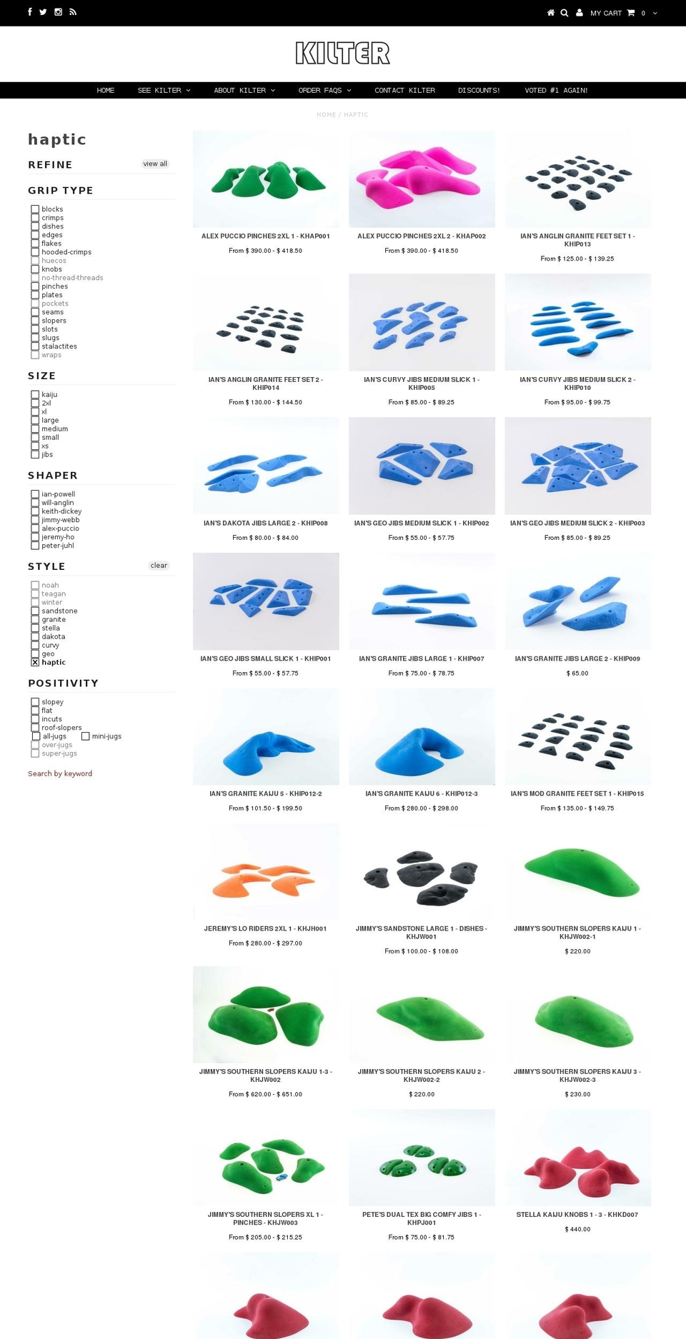 hapticclimbing.com shopify website screenshot