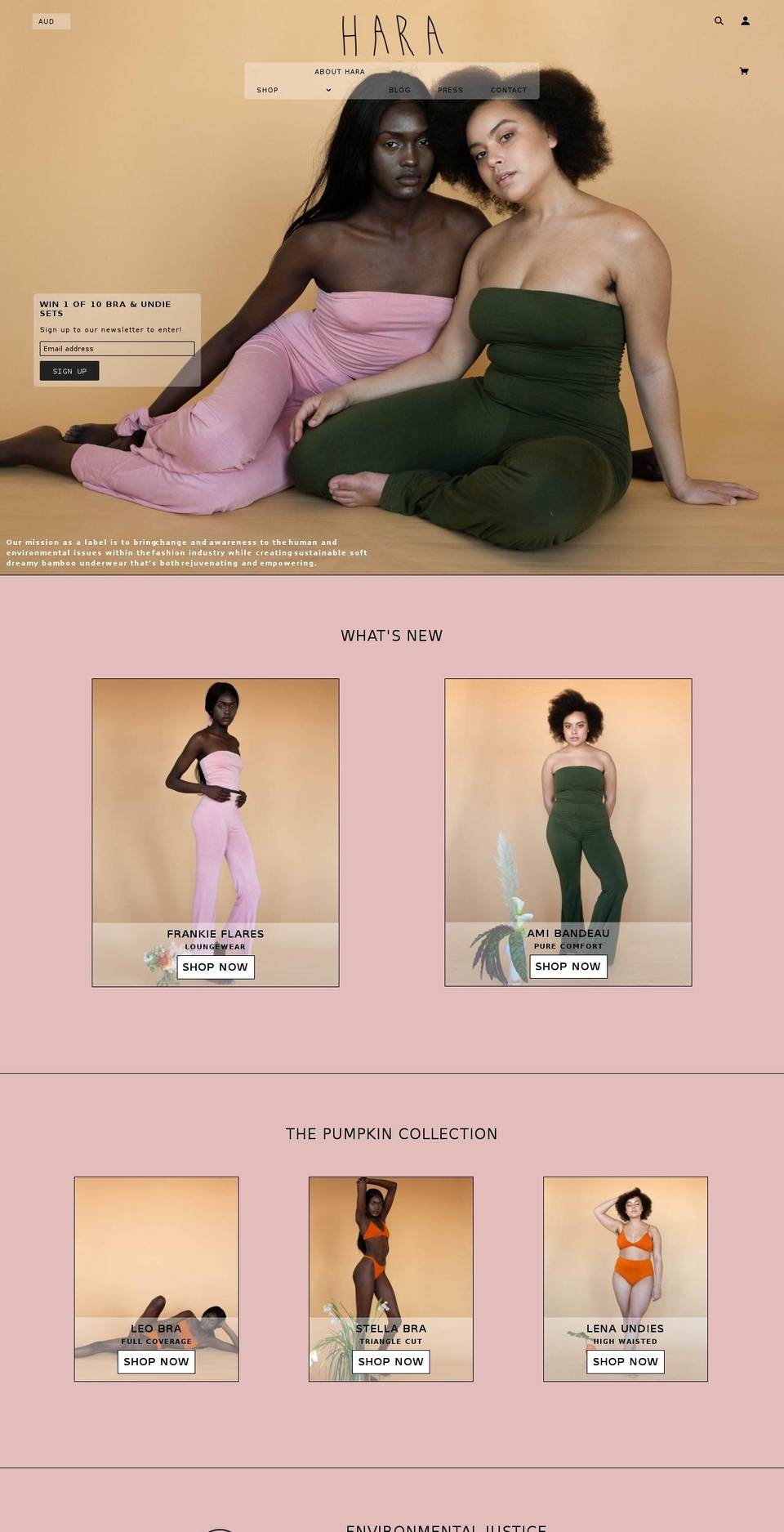 hara.clothing shopify website screenshot