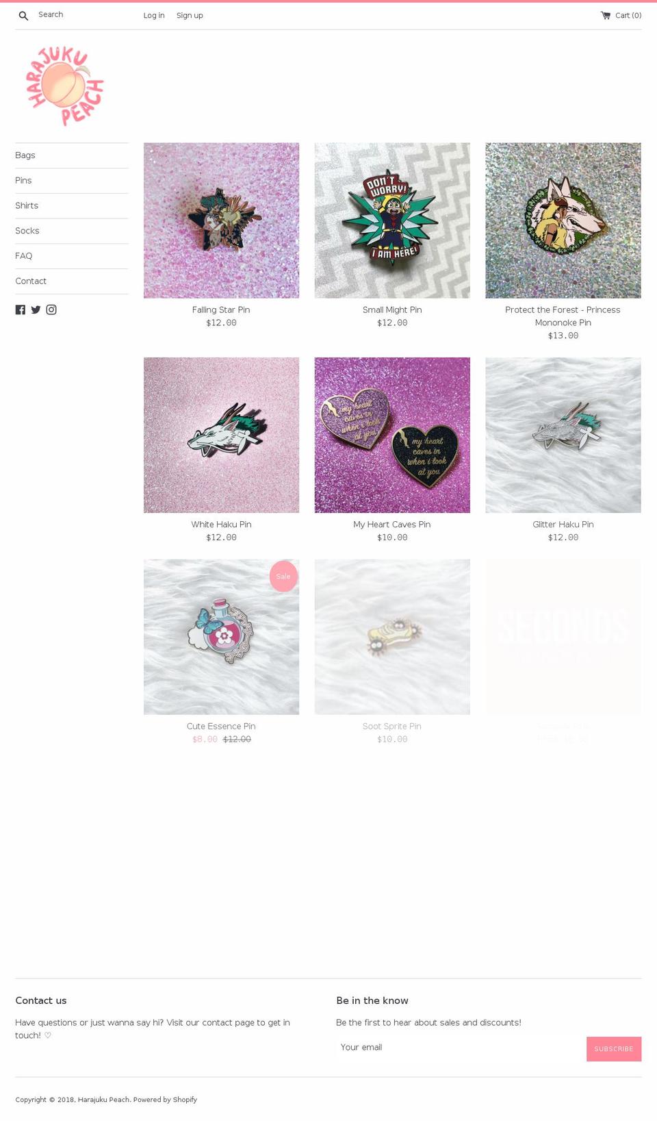 harajukupeach.com — Shopify storefront screenshot
