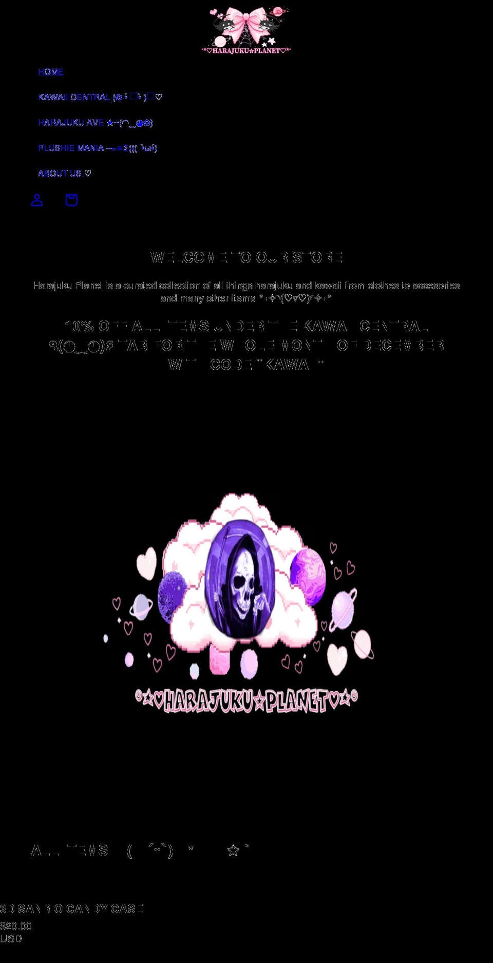 harajukuplanet.com shopify website screenshot