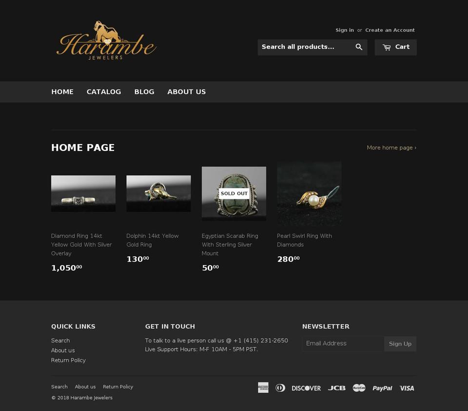 harambejewelers.com shopify website screenshot