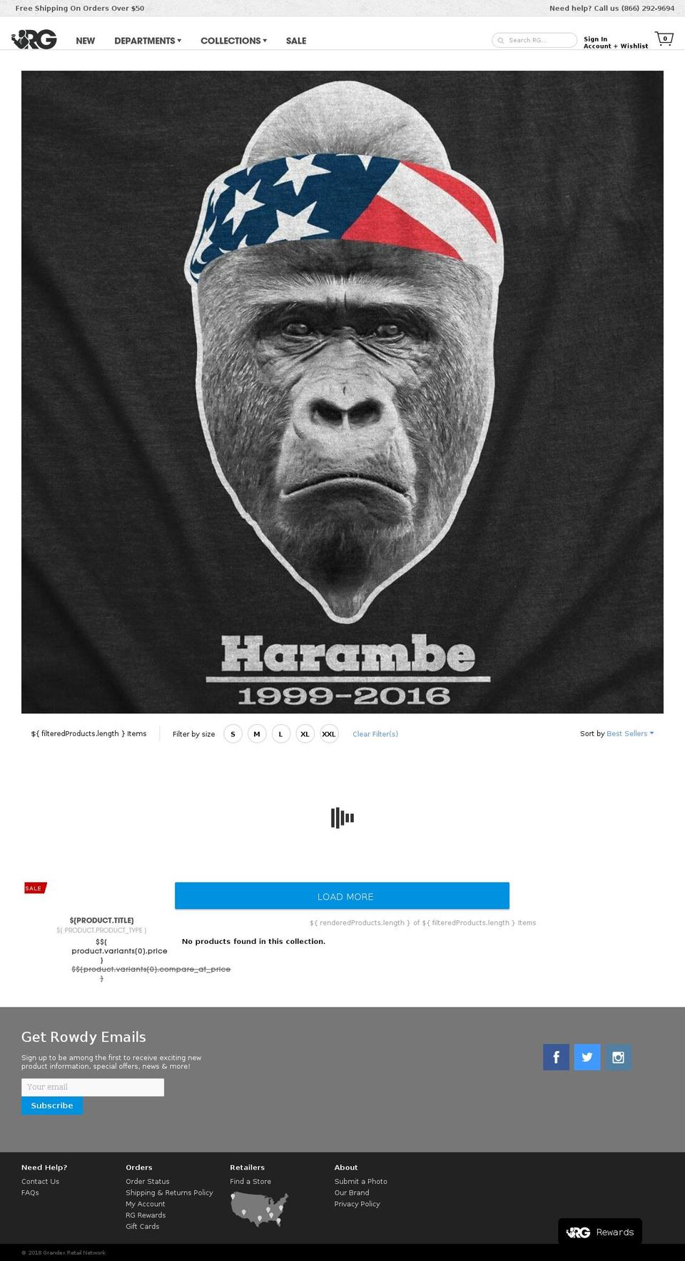 RG 3.4.4 - ( Collection Interstitials ) Shopify theme site example harambeshirt.com