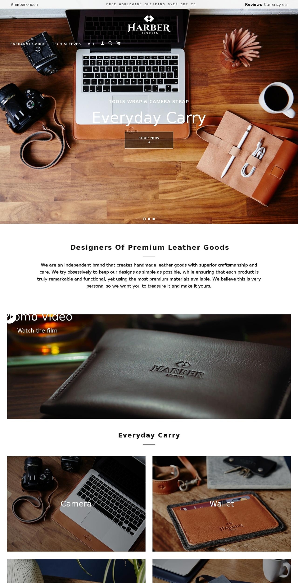 harberlondon.com shopify website screenshot