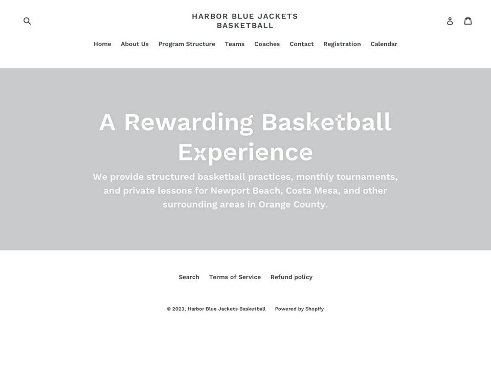 harborbluejackets.com shopify website screenshot