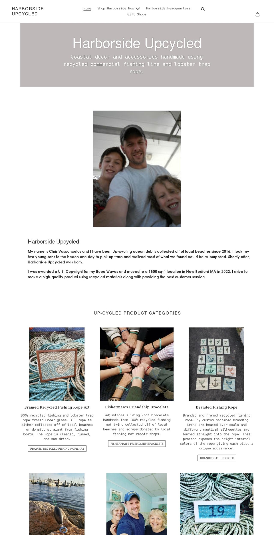harborsideupcycle.com shopify website screenshot