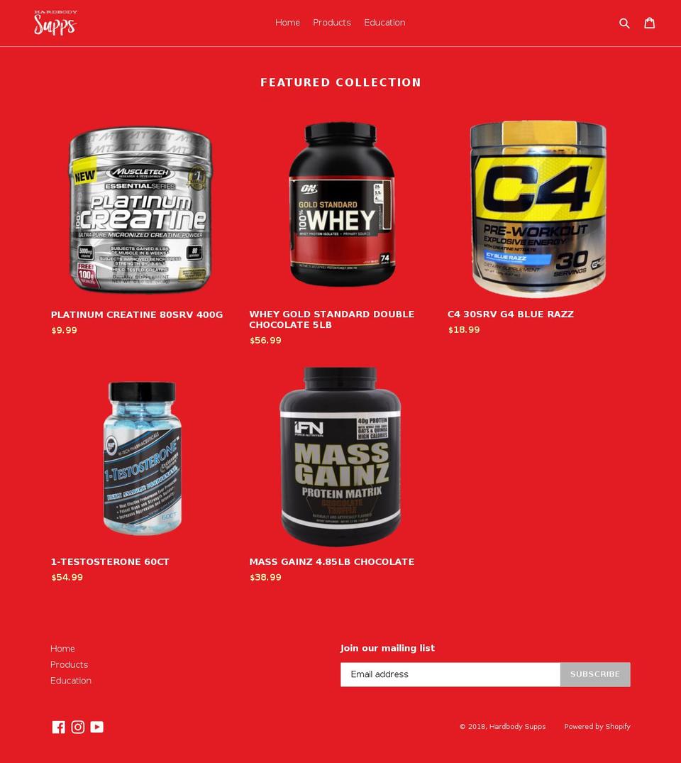 hardbodysupps.com — Shopify storefront screenshot
