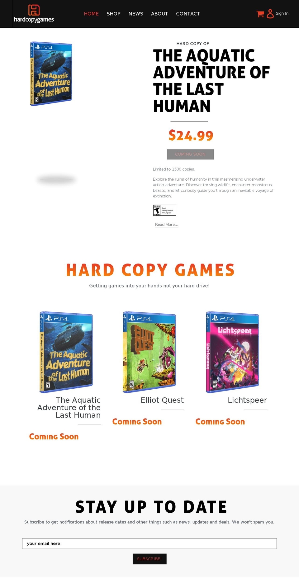 hardcopygames.com shopify website screenshot
