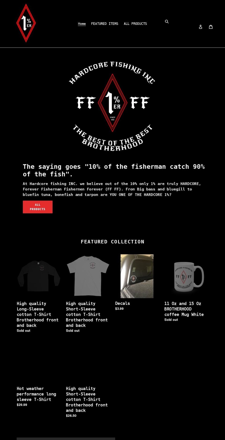 hardcore-fishing-inc.com shopify website screenshot