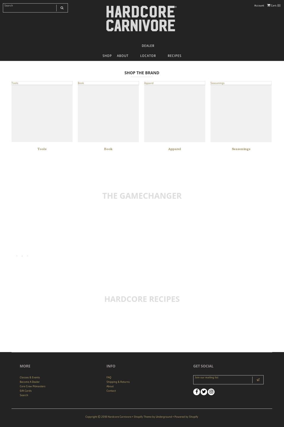 hardcorecarnivore.com — Shopify storefront screenshot