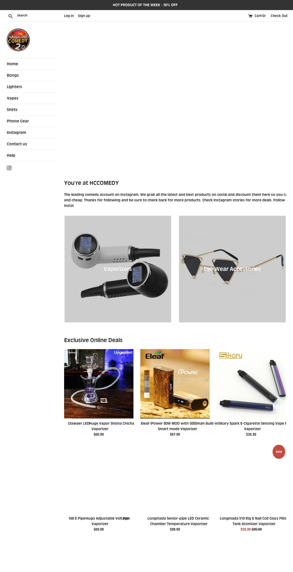 hardcorecomedy2-0.myshopify.com shopify website screenshot