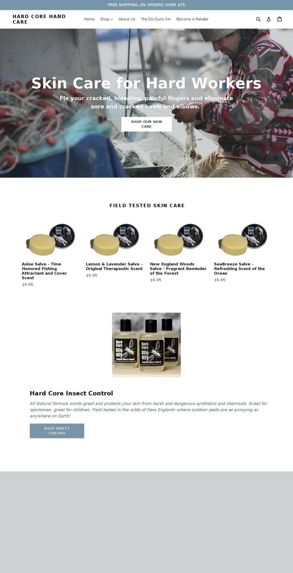 hardcorehandcare.com shopify website screenshot