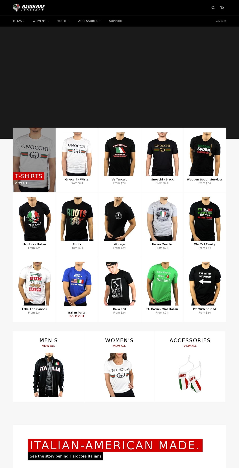 hardcoreitalians.com — Shopify storefront screenshot