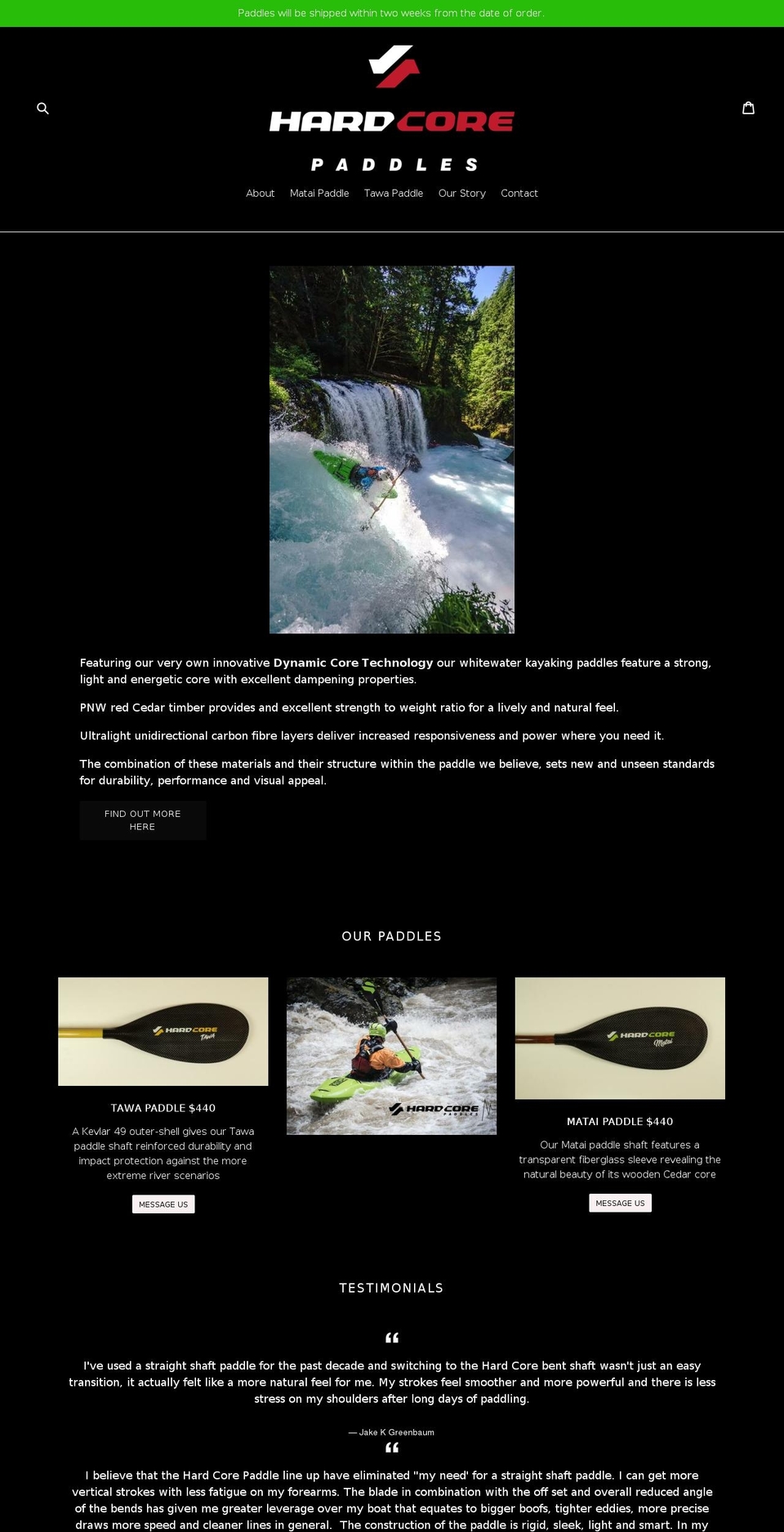 hardcorepaddles.com shopify website screenshot