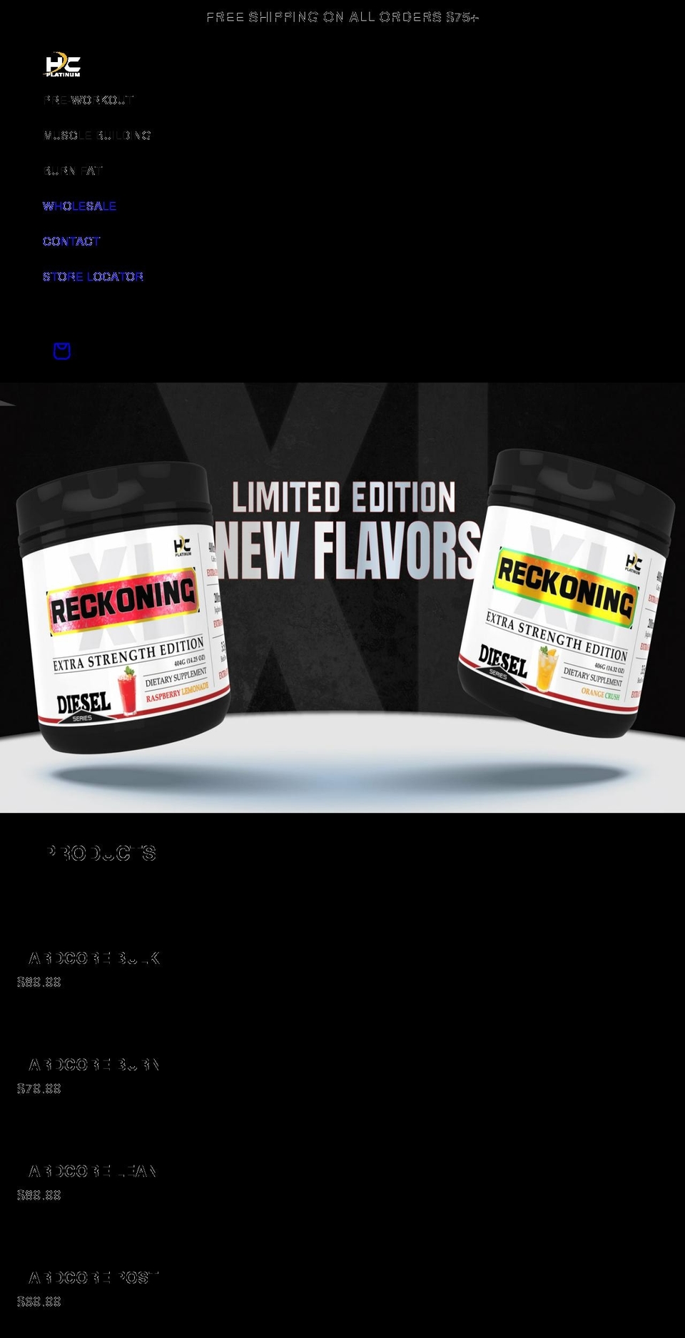 hardcoreplatinum.com shopify website screenshot