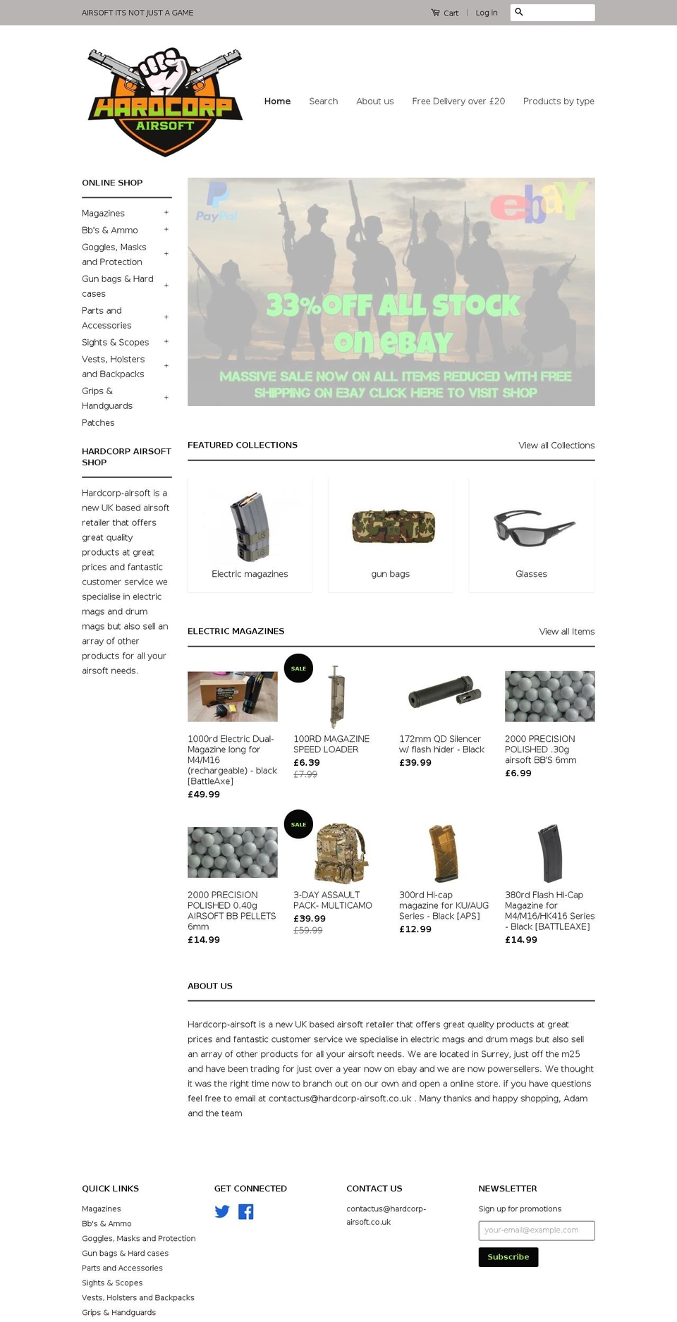 hardcorp-airsoft.co.uk shopify website screenshot