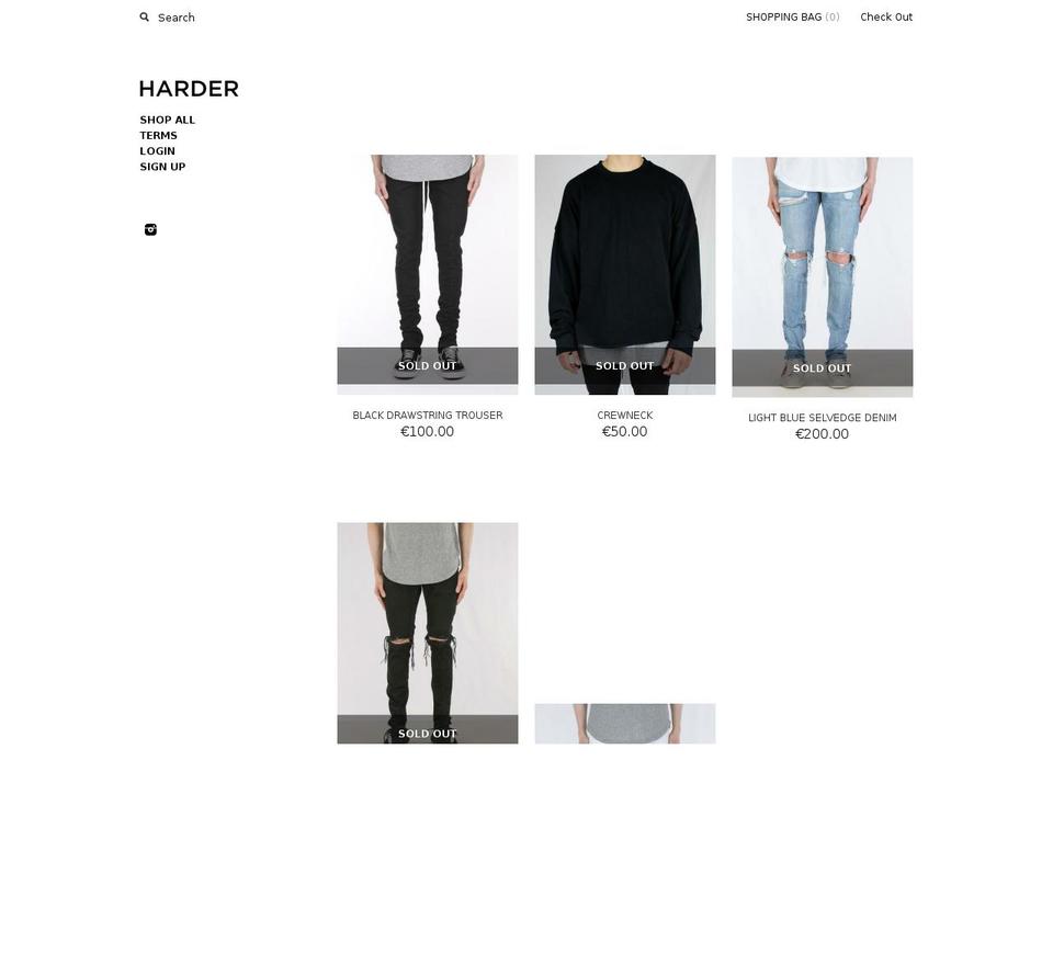 harder-clothing.com — Shopify storefront screenshot