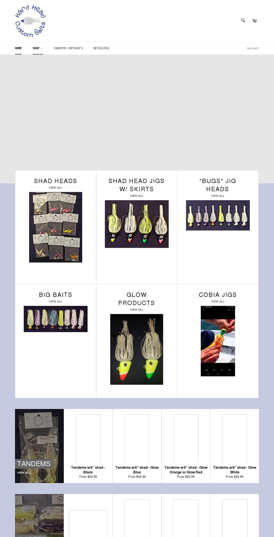 hardheadcustombaits.com shopify website screenshot