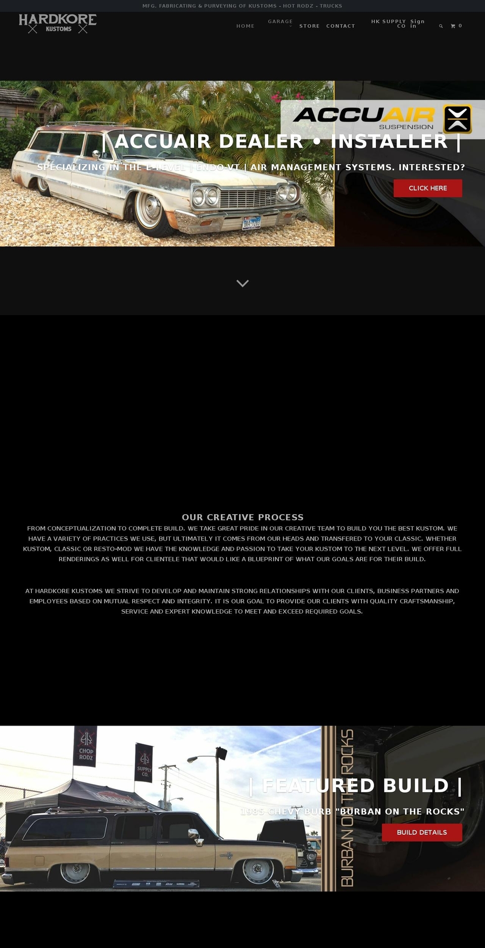 hardkorekustoms.com — Shopify storefront screenshot