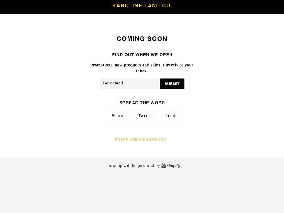 hardline-land.myshopify.com shopify website screenshot