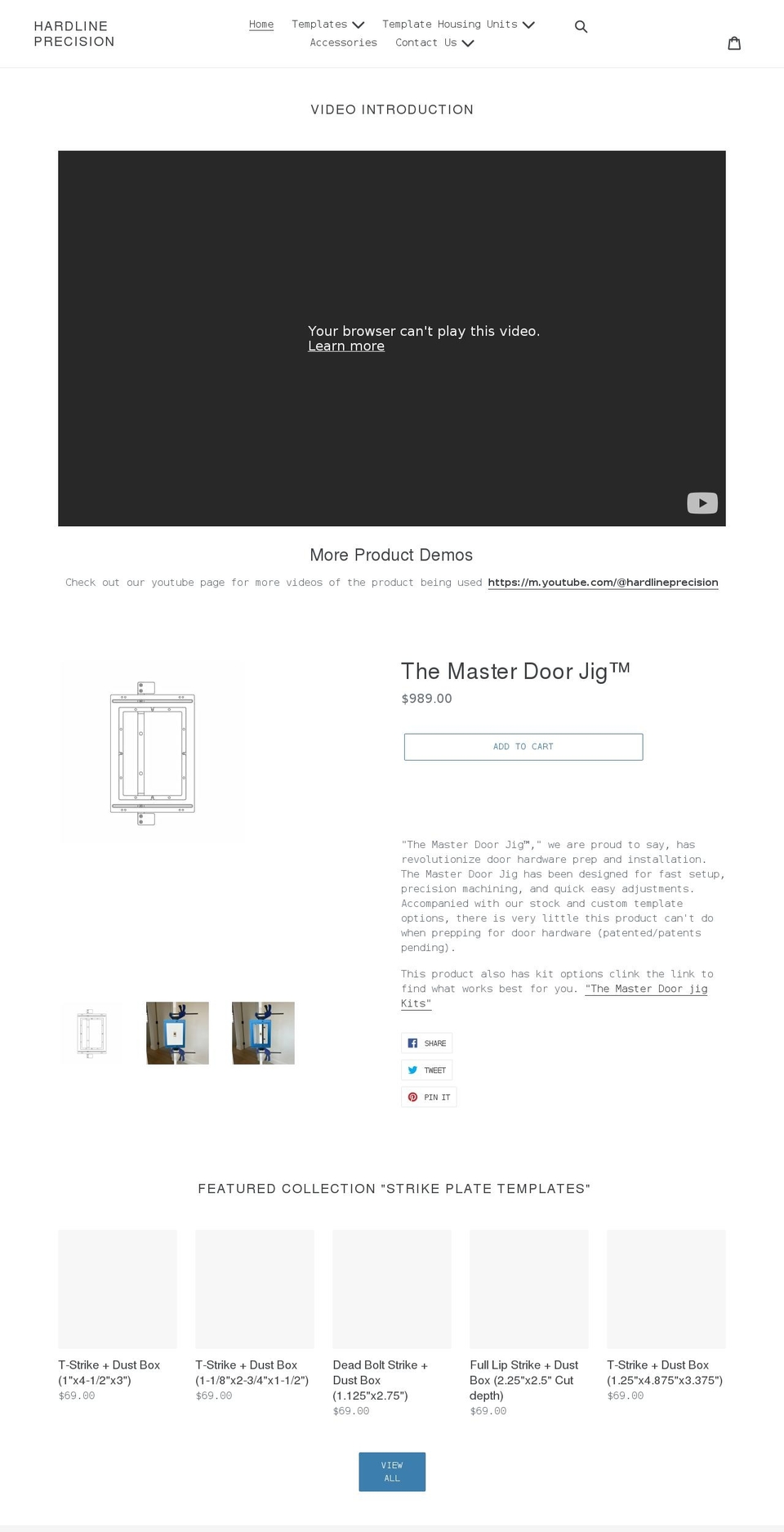hardlineprecision.com shopify website screenshot