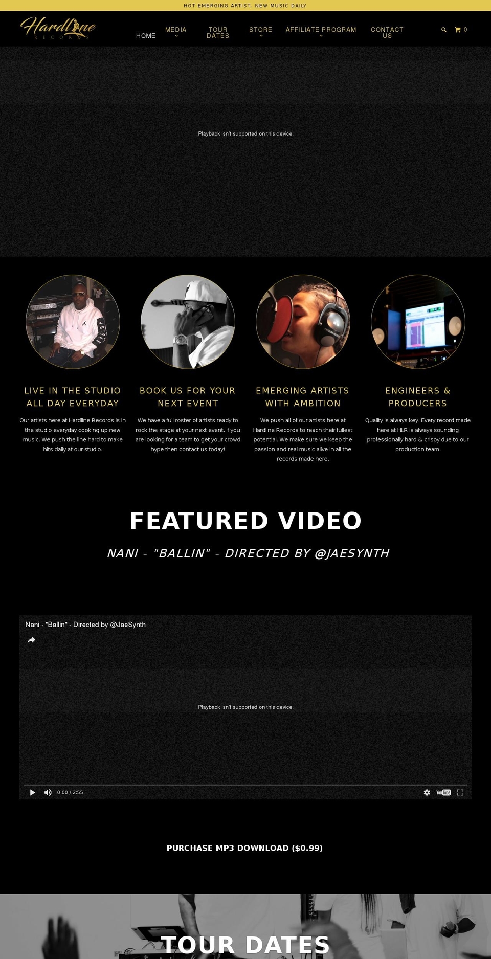 hardlinerecords.com shopify website screenshot