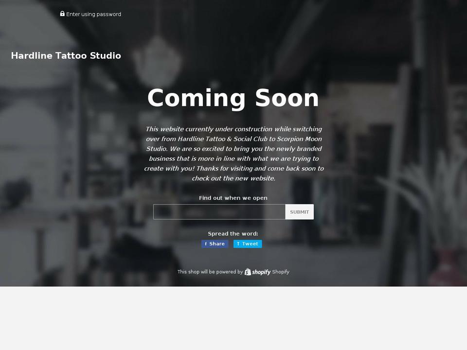 hardlinetattoostudio.com shopify website screenshot